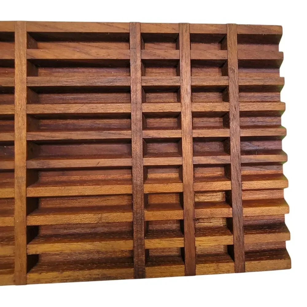 Vintage Dansk IHQ Teak Bread Cutting Board Trivet Slotted Crumb Catcher MCM